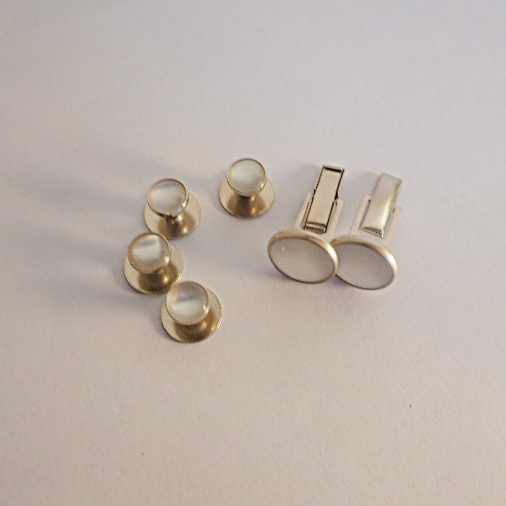 Mens Cufflinks and Studs, Tuxedo Shirt Cufflinks and Studs Minimalistic Set